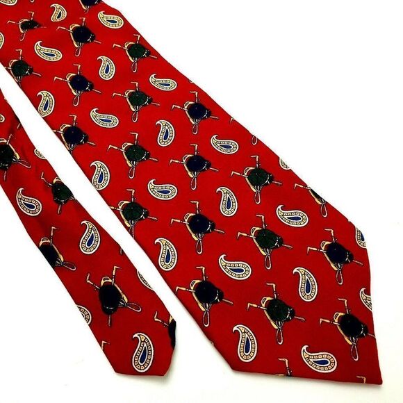 Tommy Hilfiger Other - Vintage Tommy Hilfiger Colorblock Logo Silk Tie Print Red Jockey Short Wide
